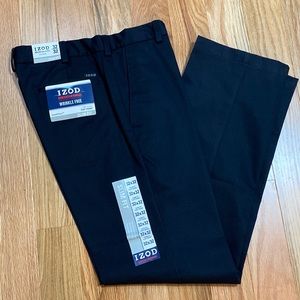 NWT Izod Black Flat Front Slim Pants - 32 x 32